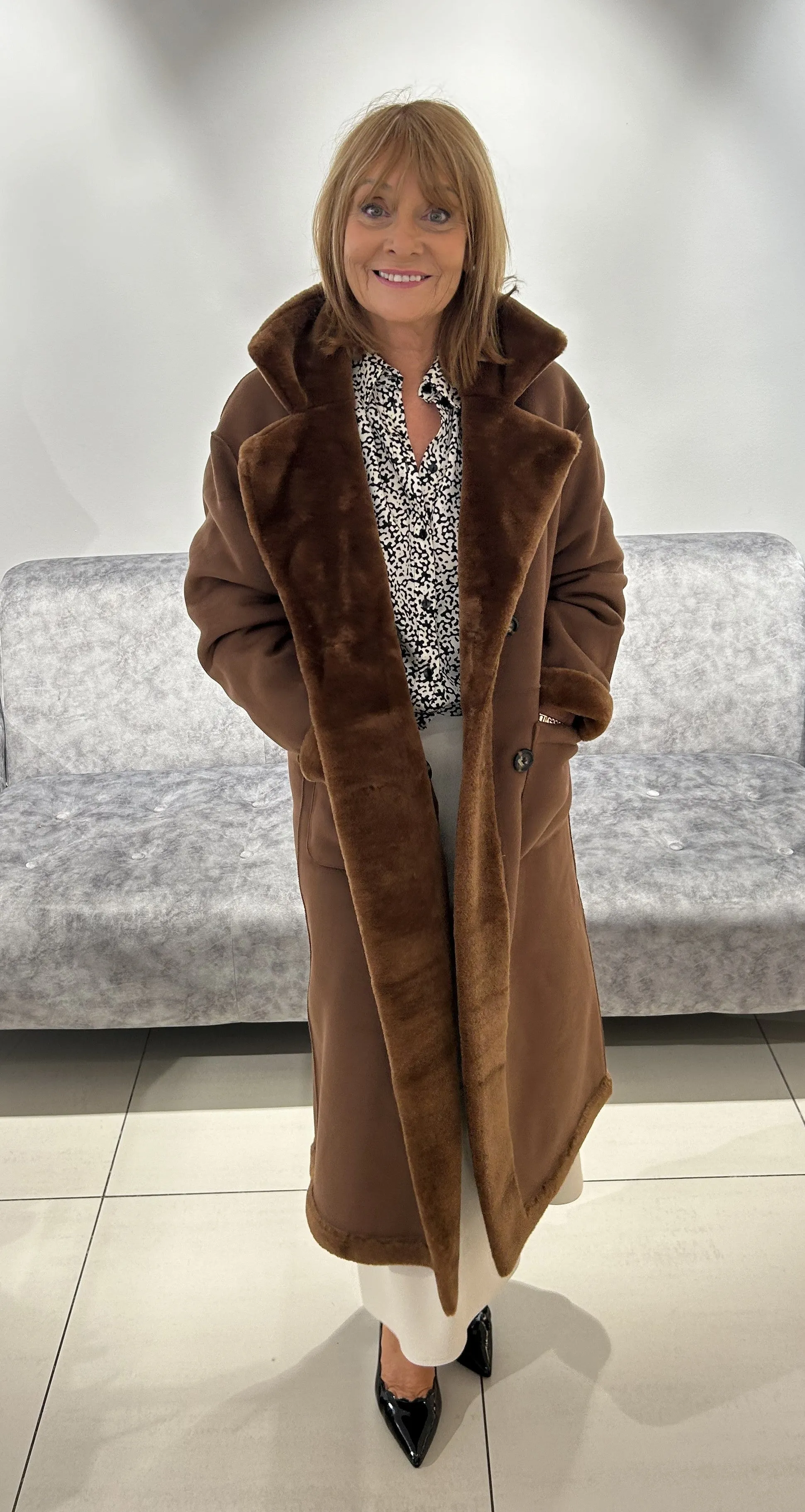 VAN-DOS Brown Suede Long jacket