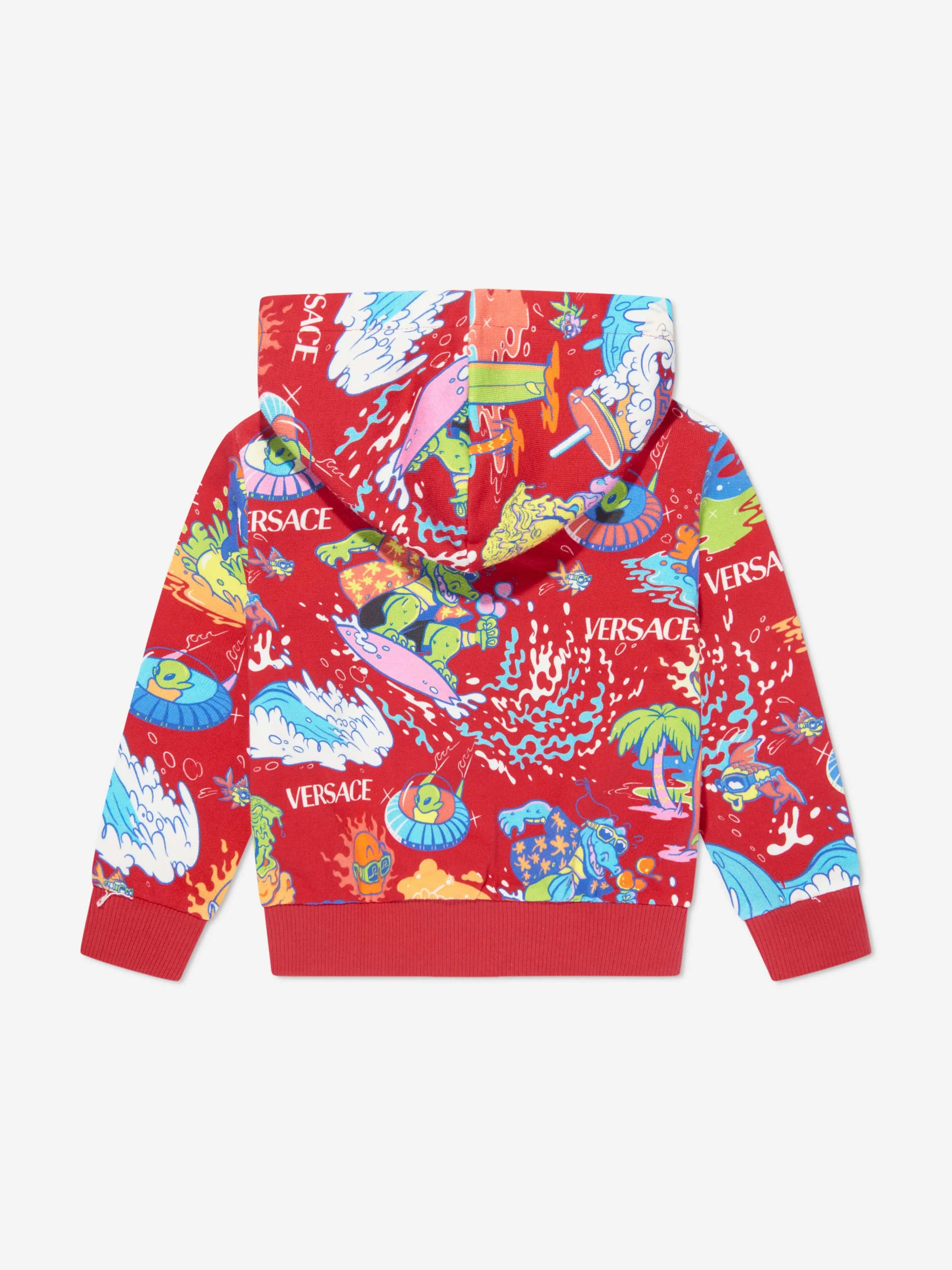 Versace Baby Boys Summer Print Zip Up Hoodie in Red