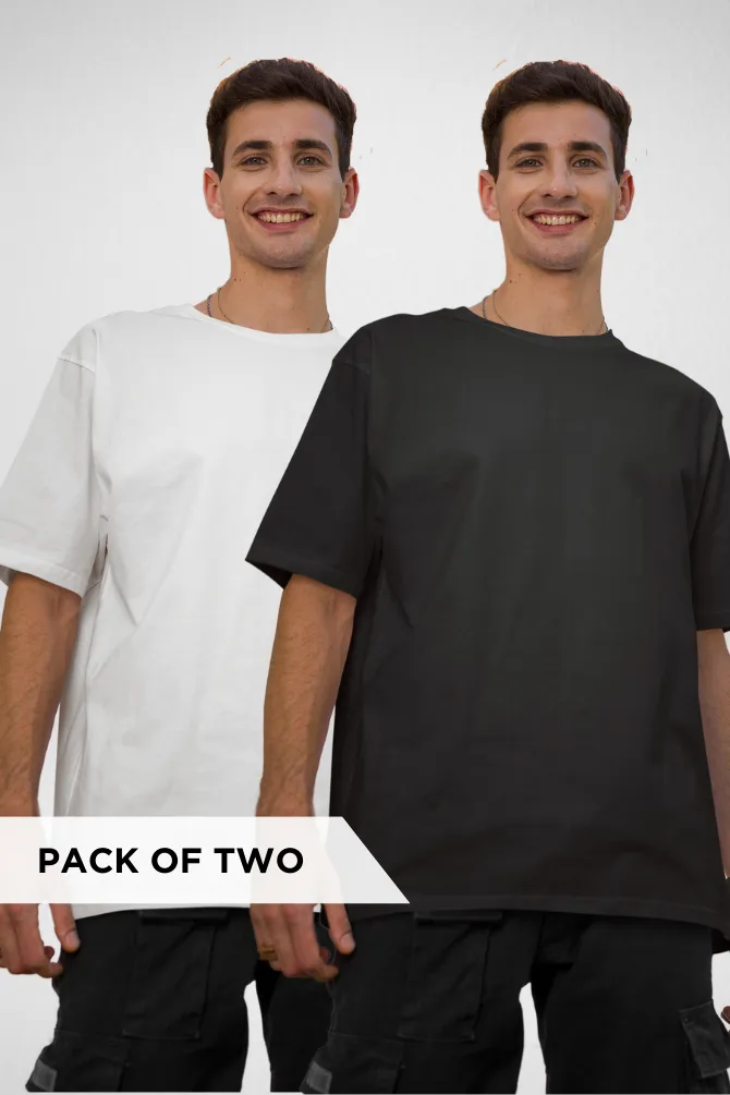 White and Black Oversized T-Shirts Combo for Men