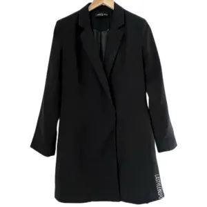 White Fox Long Womens Blazer Black Size M