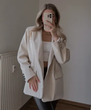 Women's Trendy Beige Blazer with Pockets and Buttons | Perfect for Everyday Wear