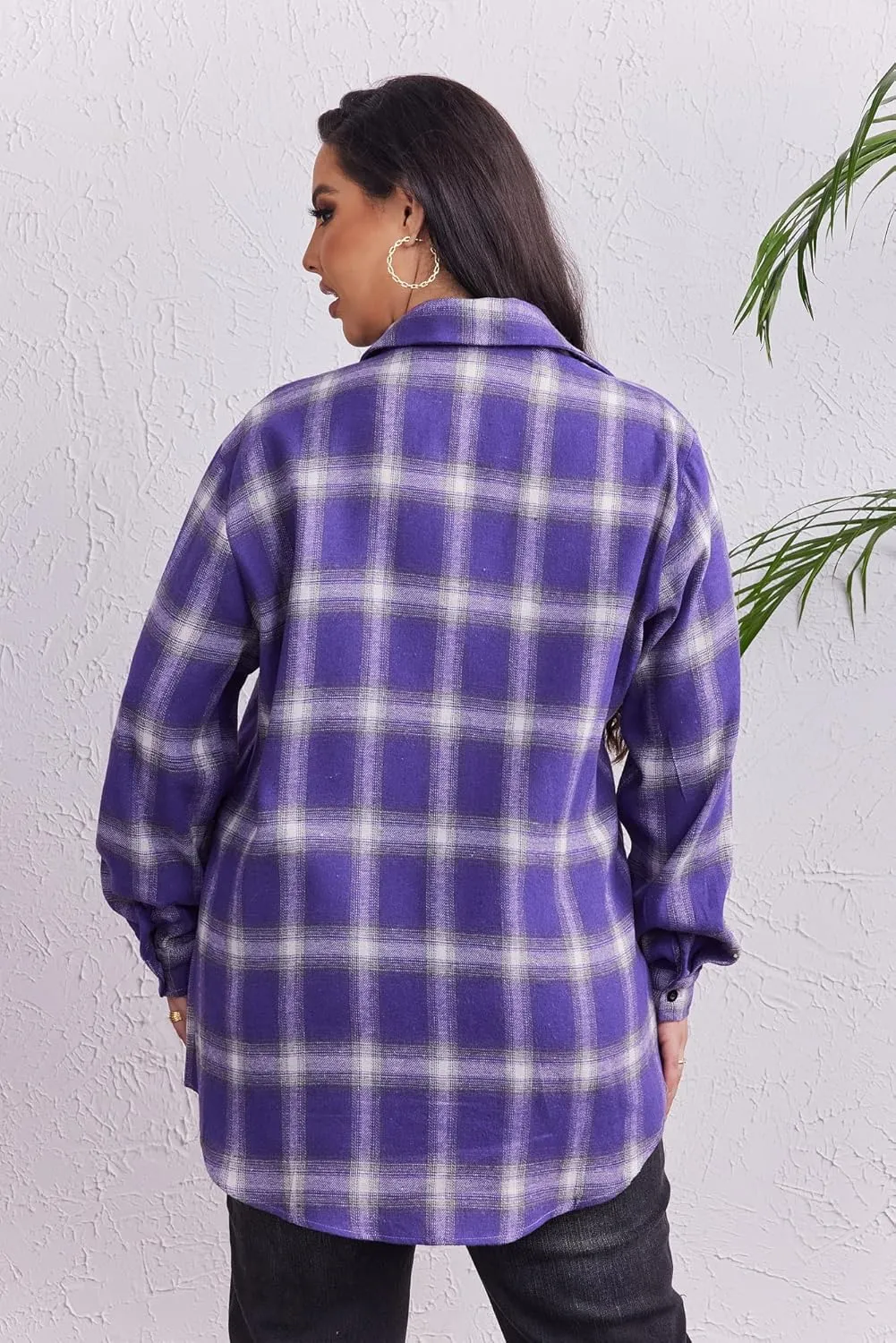 Zeagoo Womens Plus Size Flannel Plaid Shirt Button Down Shirts Long Sleeves Casual Collared Shacket Tops