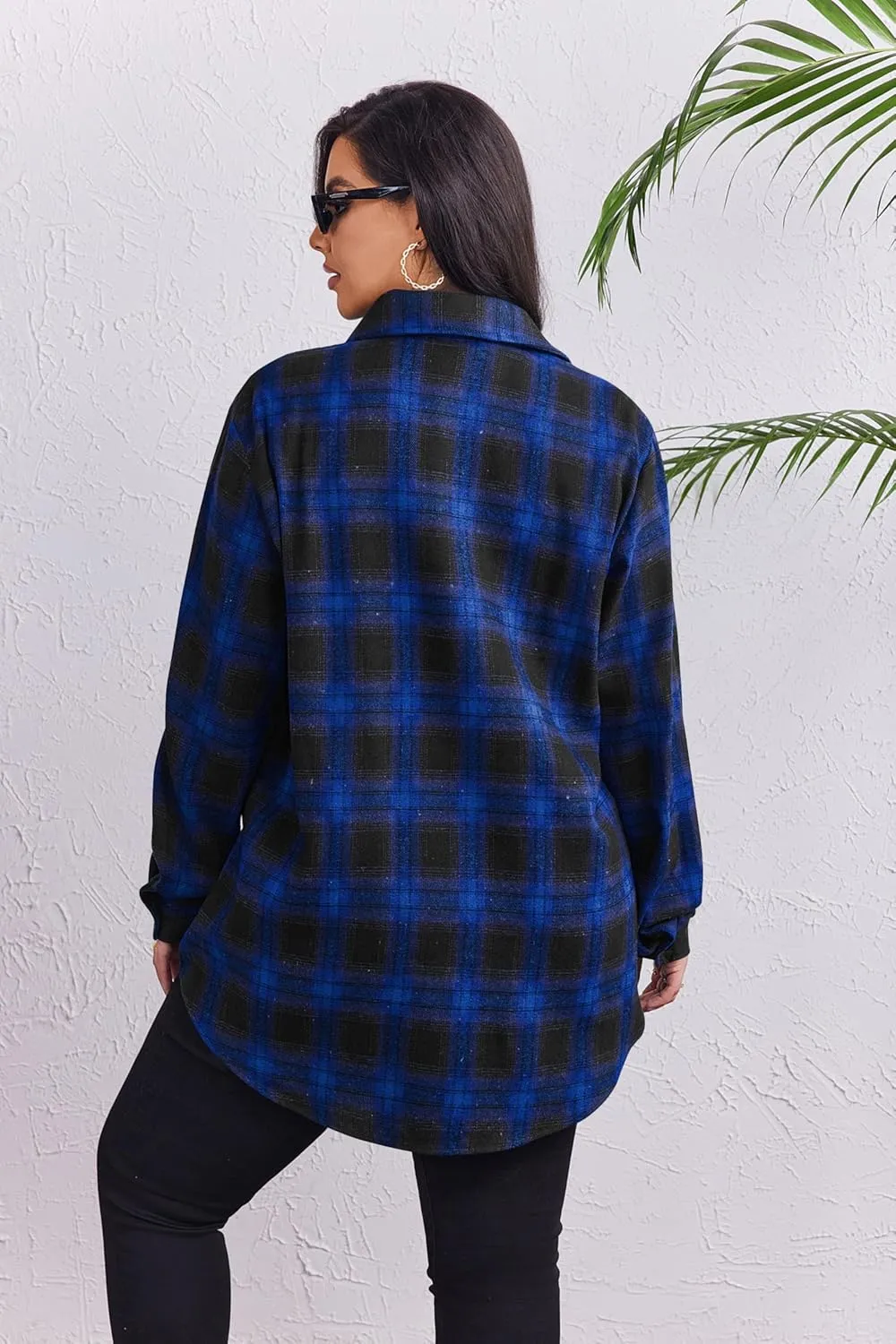 Zeagoo Womens Plus Size Flannel Plaid Shirt Button Down Shirts Long Sleeves Casual Collared Shacket Tops