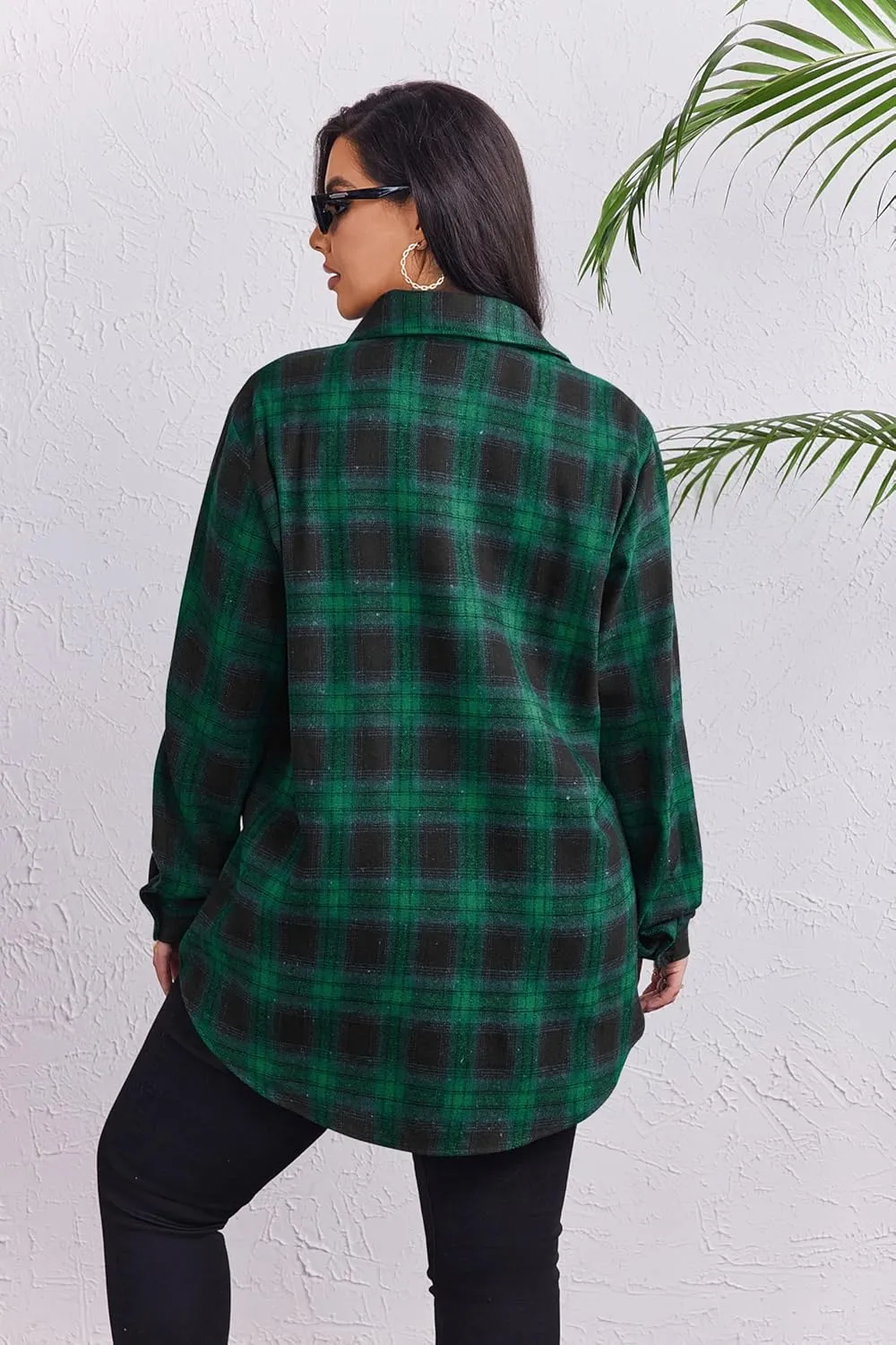 Zeagoo Womens Plus Size Flannel Plaid Shirt Button Down Shirts Long Sleeves Casual Collared Shacket Tops